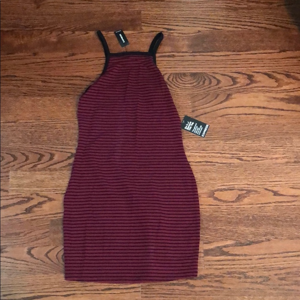 New with tag black and wine striped dress